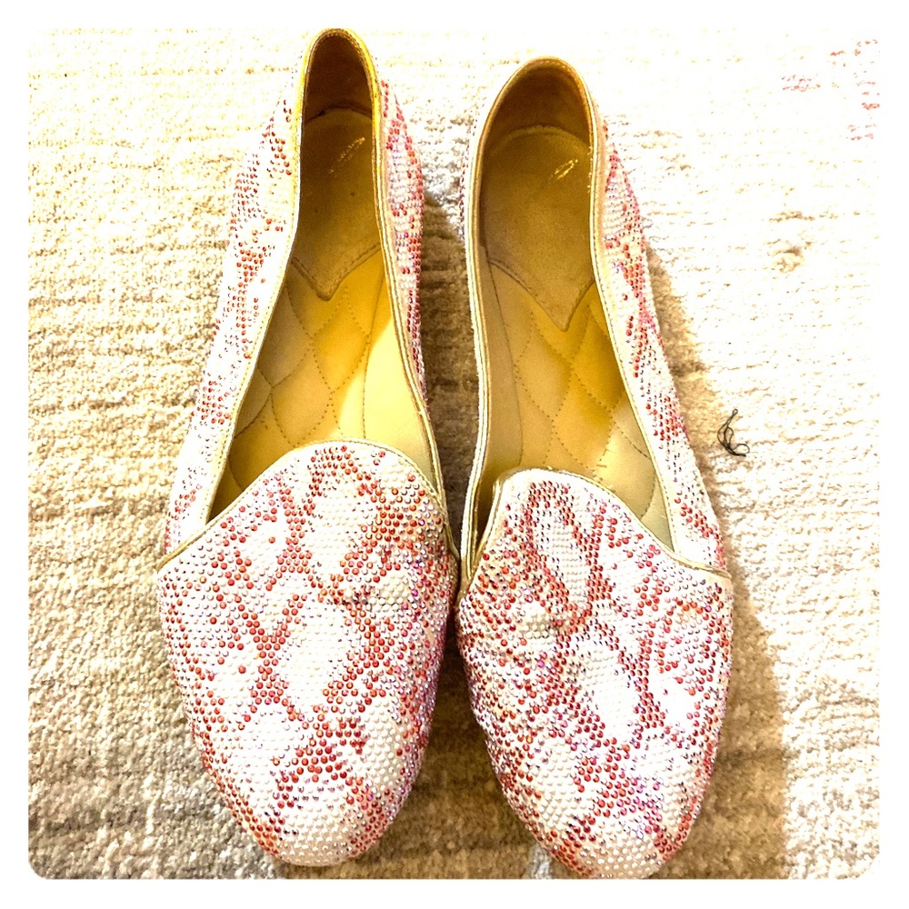 B Brian Atwood Swarovski Smoking Slippers 7.5